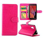 For Samsung Galaxy Xcover 5 Crazy Horse Texture Leather Horizontal Flip Protective Case with Holder & Card Slots & Wallet & Photo Frame(Rose Red)