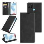 For OPPO Realme C21Y Retro-skin Business Magnetic Suction Leather Case with Holder & Card Slots & Wallet(Black)
