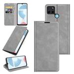 For OPPO Realme C21Y Retro-skin Business Magnetic Suction Leather Case with Holder & Card Slots & Wallet(Grey)
