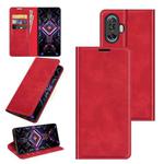 For Xiaomi Poco F3 GT Retro-skin Business Magnetic Suction Leather Case with Holder & Card Slots & Wallet(Red)
