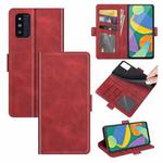 For Samsung Galaxy F52 5G Dual-side Magnetic Buckle Horizontal Flip Leather Case with Holder & Card Slots & Wallet(Red)
