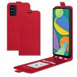 For Samsung Galaxy F52 5G R64 Texture Single Vertical Flip Leather Protective Case with Card Slots & Photo Frame(Red)