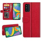 For Samsung Galaxy F52 5G R64 Texture Single Horizontal Flip Protective Case with Holder & Card Slots & Wallet& Photo Frame(Red)