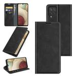For Samsung Galaxy F12 / M12 Retro-skin Business Magnetic Suction Leather Case with Holder & Card Slots & Wallet(Black)