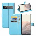 For Google Pixel 6 Pro Litchi Texture Horizontal Flip Protective Case with Holder & Card Slots & Wallet(Blue)
