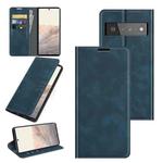For Google Pixel 6 Pro Retro-skin Business Magnetic Suction Leather Case with Holder & Card Slots & Wallet(Dark Blue)