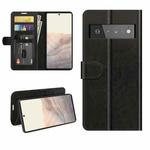 For Google Pixel 6 Pro R64 Texture Single Horizontal Flip Protective Case with Holder & Card Slots & Wallet& Photo Frame(Black)