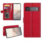 For Google Pixel 6 Pro R64 Texture Single Horizontal Flip Protective Case with Holder & Card Slots & Wallet& Photo Frame(Red)