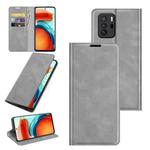 For Xiaomi Redmi Note 10 Pro 5G China / Poco X3 GT Retro-skin Business Magnetic Suction Leather Case with Holder & Card Slots & Wallet(Grey)