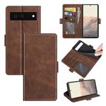 For Google Pixel 6 Dual-side Magnetic Buckle Horizontal Flip Leather Case with Holder & Card Slots & Wallet(Brown)