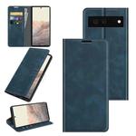 For Google Pixel 6 Retro-skin Business Magnetic Suction Leather Case with Holder & Card Slots & Wallet(Dark Blue)