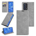 For OPPO Reno6 Pro+ 5G Retro-skin Business Magnetic Suction Leather Case with Holder & Card Slots & Wallet(Grey)