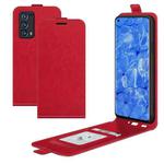 For OPPO Reno6 Pro+ 5G R64 Texture Single Vertical Flip Leather Protective Case with Card Slots & Photo Frame(Red)