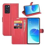 For OPPO Reno6 Pro 5G Litchi Texture Horizontal Flip Protective Case with Holder & Card Slots & Wallet(Red)