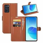 For OPPO Reno6 Pro 5G Litchi Texture Horizontal Flip Protective Case with Holder & Card Slots & Wallet(Brown)