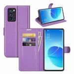 For OPPO Reno6 Pro 5G Litchi Texture Horizontal Flip Protective Case with Holder & Card Slots & Wallet(Purple)