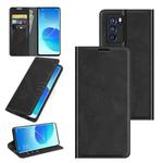 For OPPO Reno6 Pro 5G Retro-skin Business Magnetic Suction Leather Case with Holder & Card Slots & Wallet(Black)