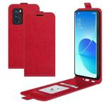 For OPPO Reno6 Pro 5G R64 Texture Single Vertical Flip Leather Protective Case with Card Slots & Photo Frame(Red)