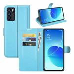 For OPPO Reno6 5G Litchi Texture Horizontal Flip Protective Case with Holder & Card Slots & Wallet(Blue)