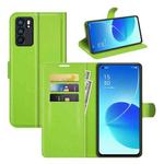 For OPPO Reno6 5G Litchi Texture Horizontal Flip Protective Case with Holder & Card Slots & Wallet(Green)
