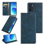 For OPPO Reno6 5G Retro-skin Business Magnetic Suction Leather Case with Holder & Card Slots & Wallet(Dark Blue)