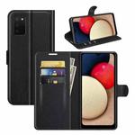 For Samsung Galaxy A03s 166mm Litchi Texture Horizontal Flip Protective Case with Holder & Card Slots & Wallet(Black)