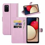 For Samsung Galaxy A03s 166mm Litchi Texture Horizontal Flip Protective Case with Holder & Card Slots & Wallet(Pink)