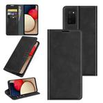 For Samsung Galaxy A03s 164mm Retro-skin Business Magnetic Suction Leather Case with Holder & Card Slots & Wallet(Black)