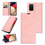 For Samsung Galaxy A03s 164mm Retro-skin Business Magnetic Suction Leather Case with Holder & Card Slots & Wallet(Pink)