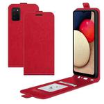 For Samsung Galaxy A03s 166mm R64 Texture Single Vertical Flip Leather Protective Case with Card Slots & Photo Frame(Red)