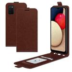 For Samsung Galaxy A03s 166mm R64 Texture Single Vertical Flip Leather Protective Case with Card Slots & Photo Frame(Brown)