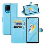 For OPPO A54 4G Litchi Texture Horizontal Flip Protective Case with Holder & Card Slots & Wallet(Blue)