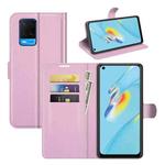 For OPPO A54 4G Litchi Texture Horizontal Flip Protective Case with Holder & Card Slots & Wallet(Pink)