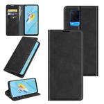 For OPPO A54 4G Retro-skin Business Magnetic Suction Leather Case with Holder & Card Slots & Wallet(Black)