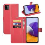 For Samsung Galaxy A22 5G Litchi Texture Horizontal Flip Protective Case with Holder & Card Slots & Wallet(Red)