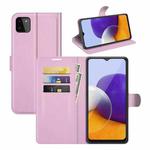 For Samsung Galaxy A22 5G Litchi Texture Horizontal Flip Protective Case with Holder & Card Slots & Wallet(Pink)