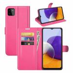 For Samsung Galaxy A22 5G Litchi Texture Horizontal Flip Protective Case with Holder & Card Slots & Wallet(Rose Red)