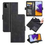 For Samsung Galaxy A22 5G Dual-side Magnetic Buckle Horizontal Flip Leather Case with Holder & Card Slots & Wallet(Black)