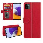 For Samsung Galaxy A22 5G R64 Texture Single Horizontal Flip Protective Case with Holder & Card Slots & Wallet& Photo Frame(Red)