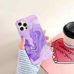 For iPhone 12 Pro Max Thickened TPU Glazed Marble Mobile Phone Case(Purple)