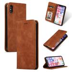 For iPhone XS Max Retro Skin Feel Business Magnetic Horizontal Flip Leather Case(Brown)