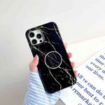 For iPhone 12 mini Thickened TPU Glazed Marble Pattern Case with Folding Holder(Black)