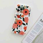 For iPhone 12 Frosted Flowers Pattern IMD TPU Case(Red)