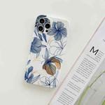 For iPhone 12 Pro Frosted Flowers Pattern IMD TPU Case(Blue)