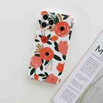 For iPhone 11 Pro Frosted Flowers Pattern IMD TPU Case(Red)