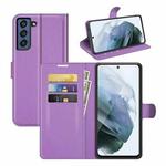 For Galaxy S21 FE Litchi Texture Horizontal Flip Protective Case with Holder & Card Slots & Wallet(Purple)