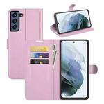 For Galaxy S21 FE Litchi Texture Horizontal Flip Protective Case with Holder & Card Slots & Wallet(Pink)