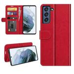 For Samsung Galaxy S21 FE R64 Texture Single Horizontal Flip Protective Case with Holder & Card Slots & Wallet& Photo Frame(Red)