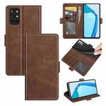 For OnePlus 9R Dual-side Magnetic Buckle Horizontal Flip Leather Case with Holder & Card Slots & Wallet(Brown)