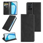 For OnePlus 9R Retro-skin Business Magnetic Suction Leather Case with Holder & Card Slots & Wallet(Black)